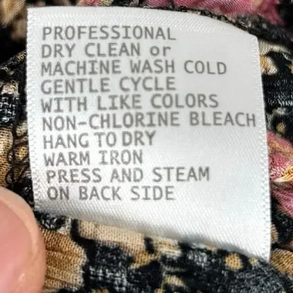 Cynthia Rowley Floral Boho Blouse Pink Black Puff Sleeve Romantic Top Small - Picture 7 of 7